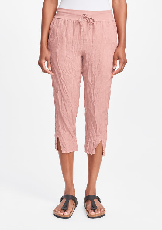 metro crop linen crop pants pink