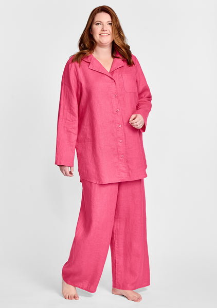 pajama set linen pajamas pink