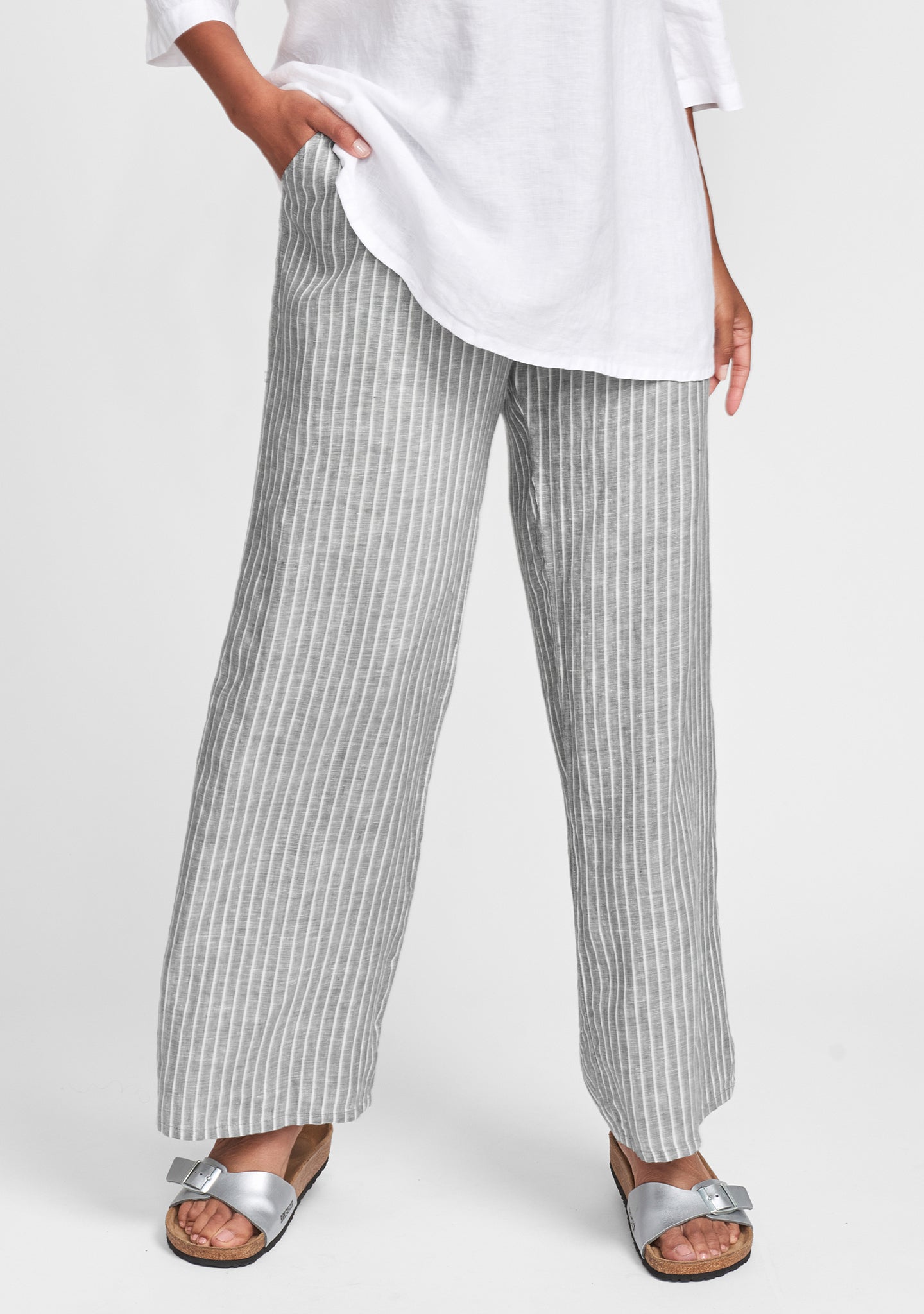 playful pant wide leg linen pants grey