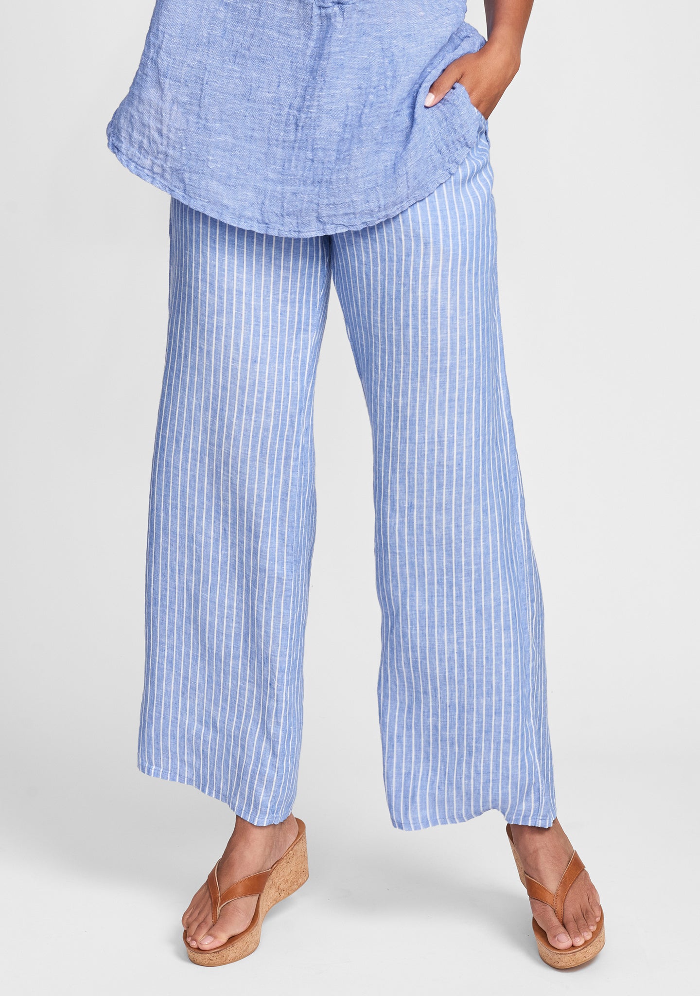 playful pant wide leg linen pants blue