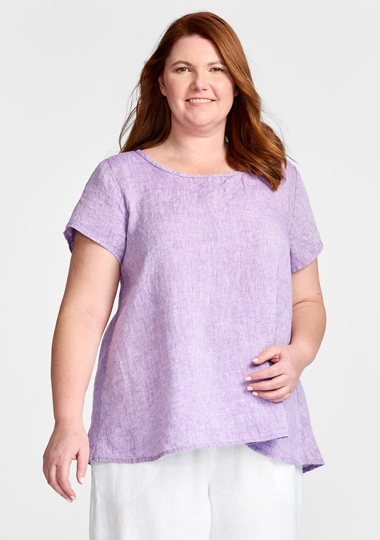playful top linen t shirt purple