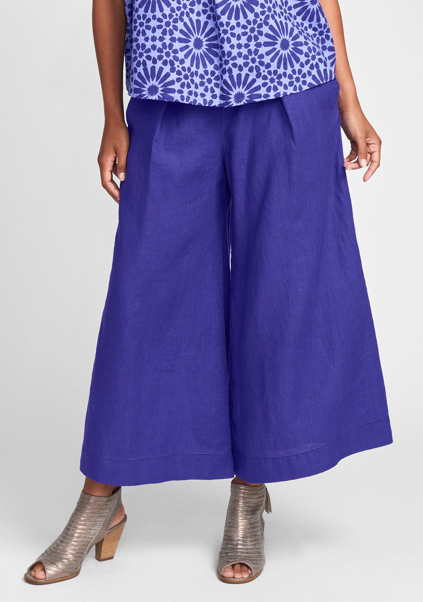 pleated pant wide leg linen pant purple