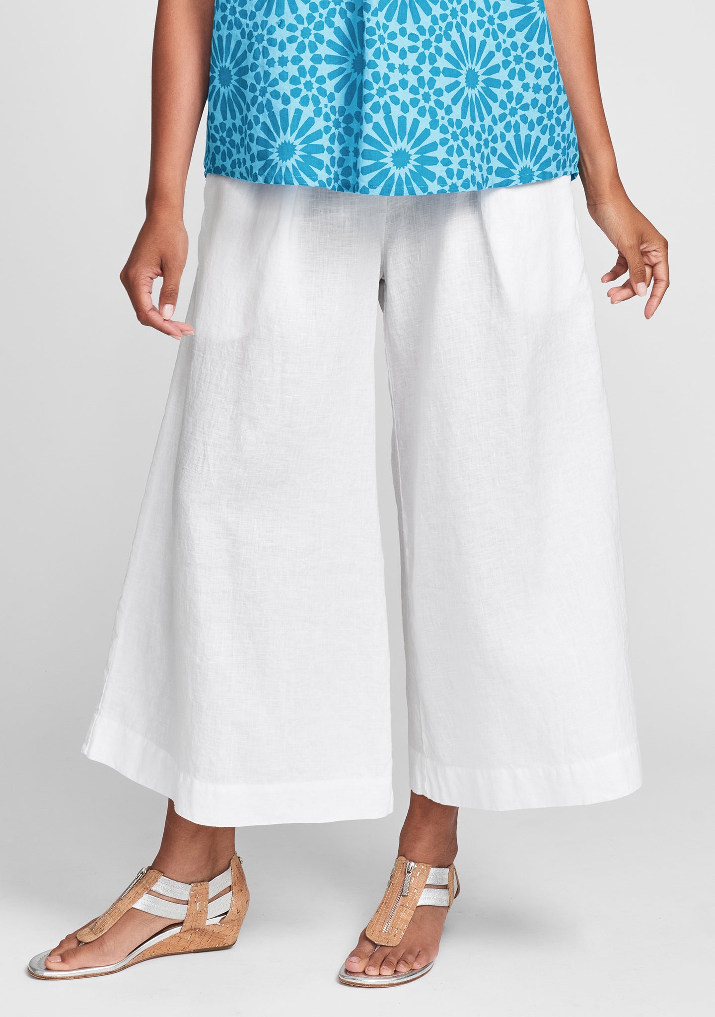 pleated pant wide leg linen pant white