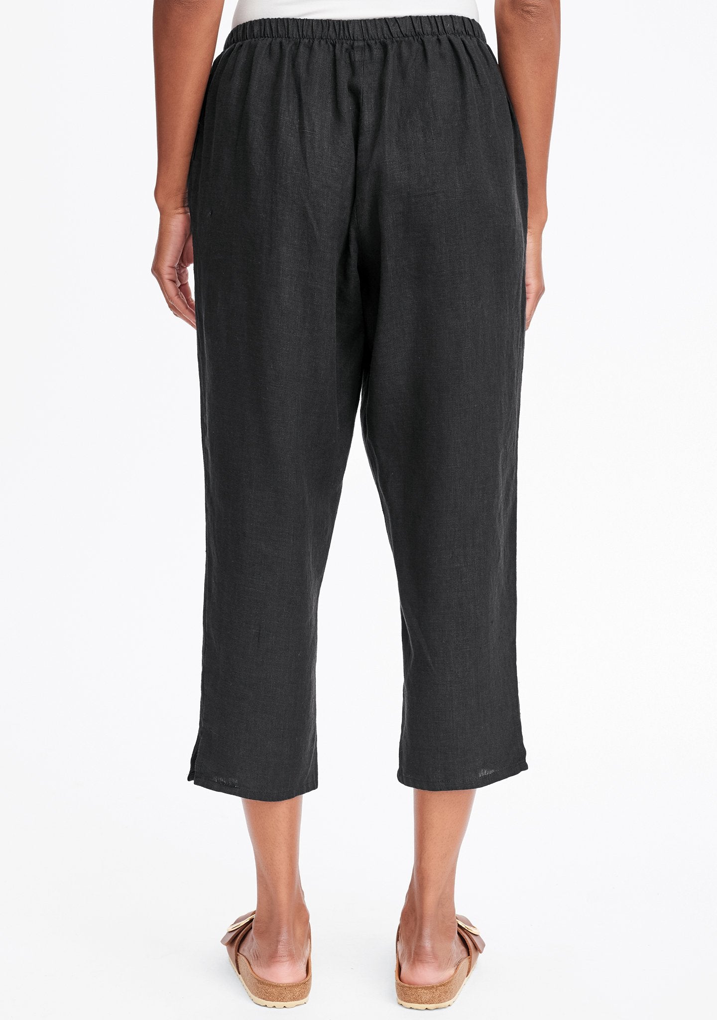pocketed ankle pant linen pants details