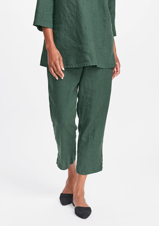 pocketed ankle pant linen pants green