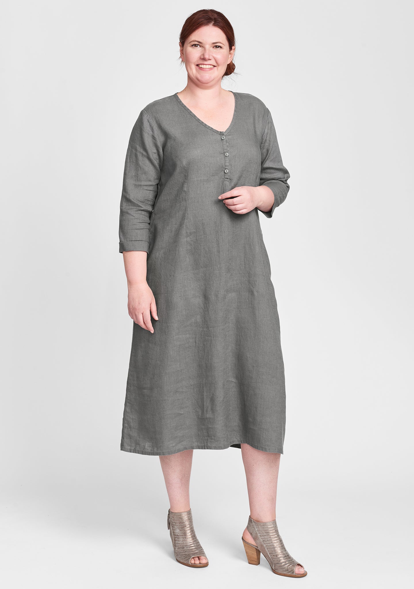 pure night dress linen dress grey