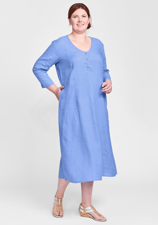 pure night dress linen dress blue