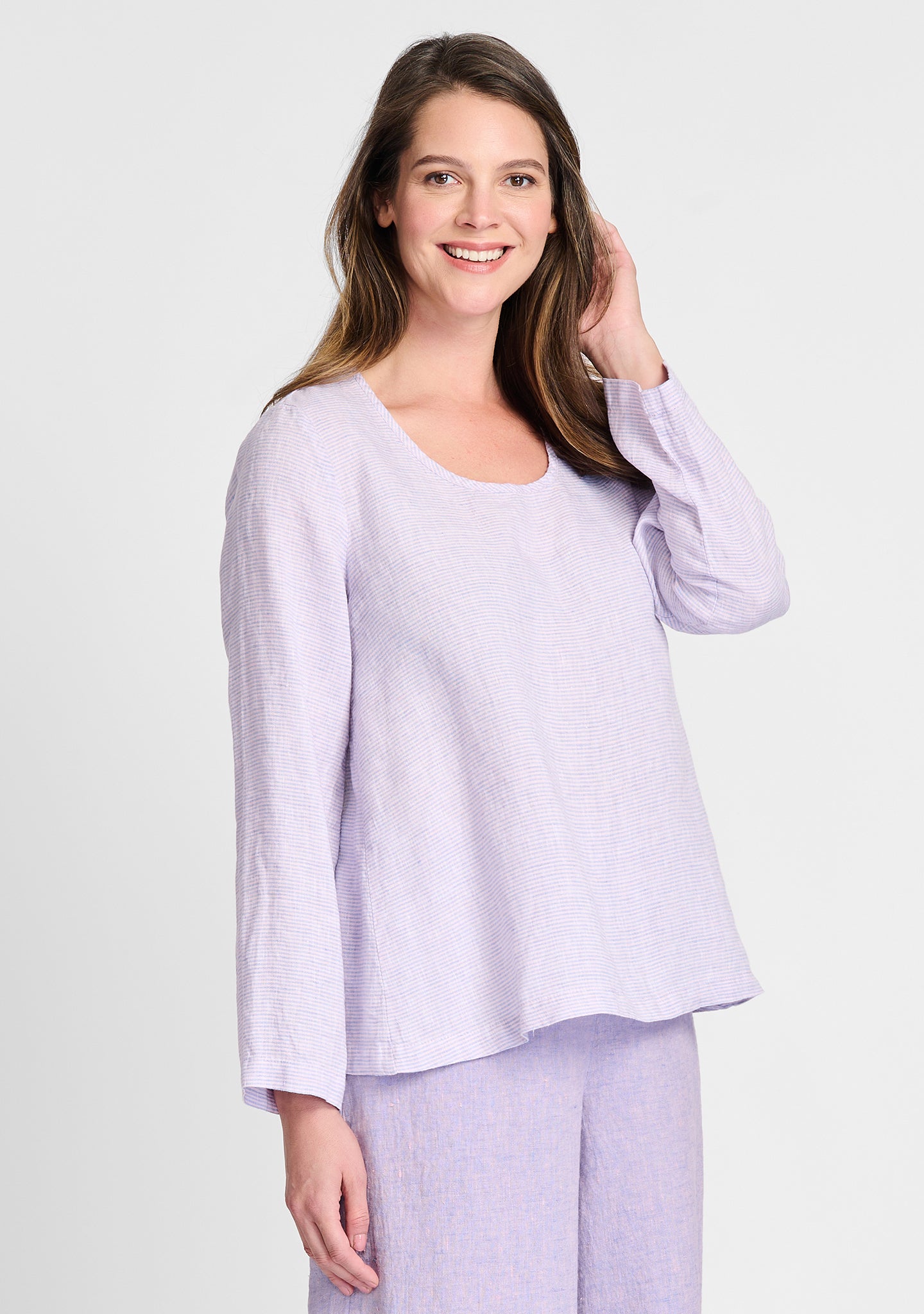 pure top long sleeve linen shirt purple