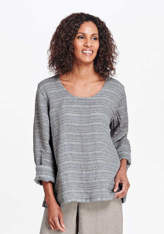 pure top long sleeve linen shirt grey