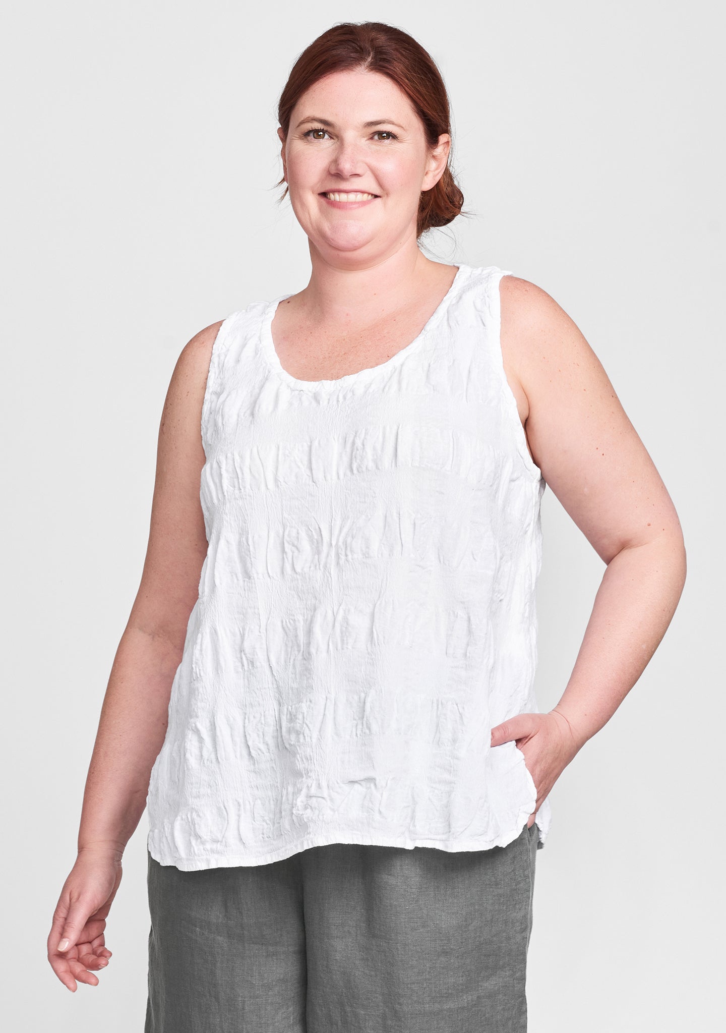 racerback tank linen tank top white