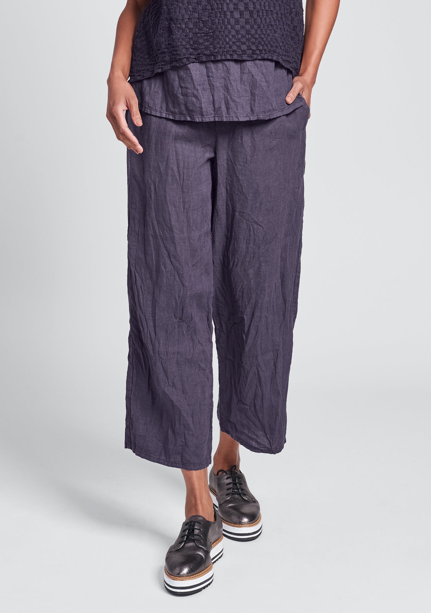 renewed flood linen drawstring pants purple