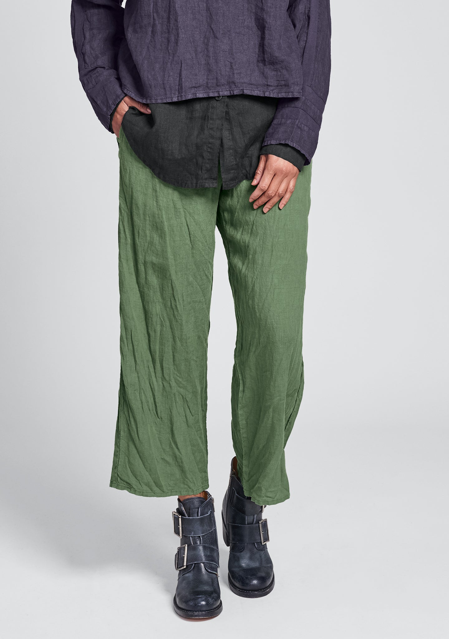 renewed flood linen drawstring pants green