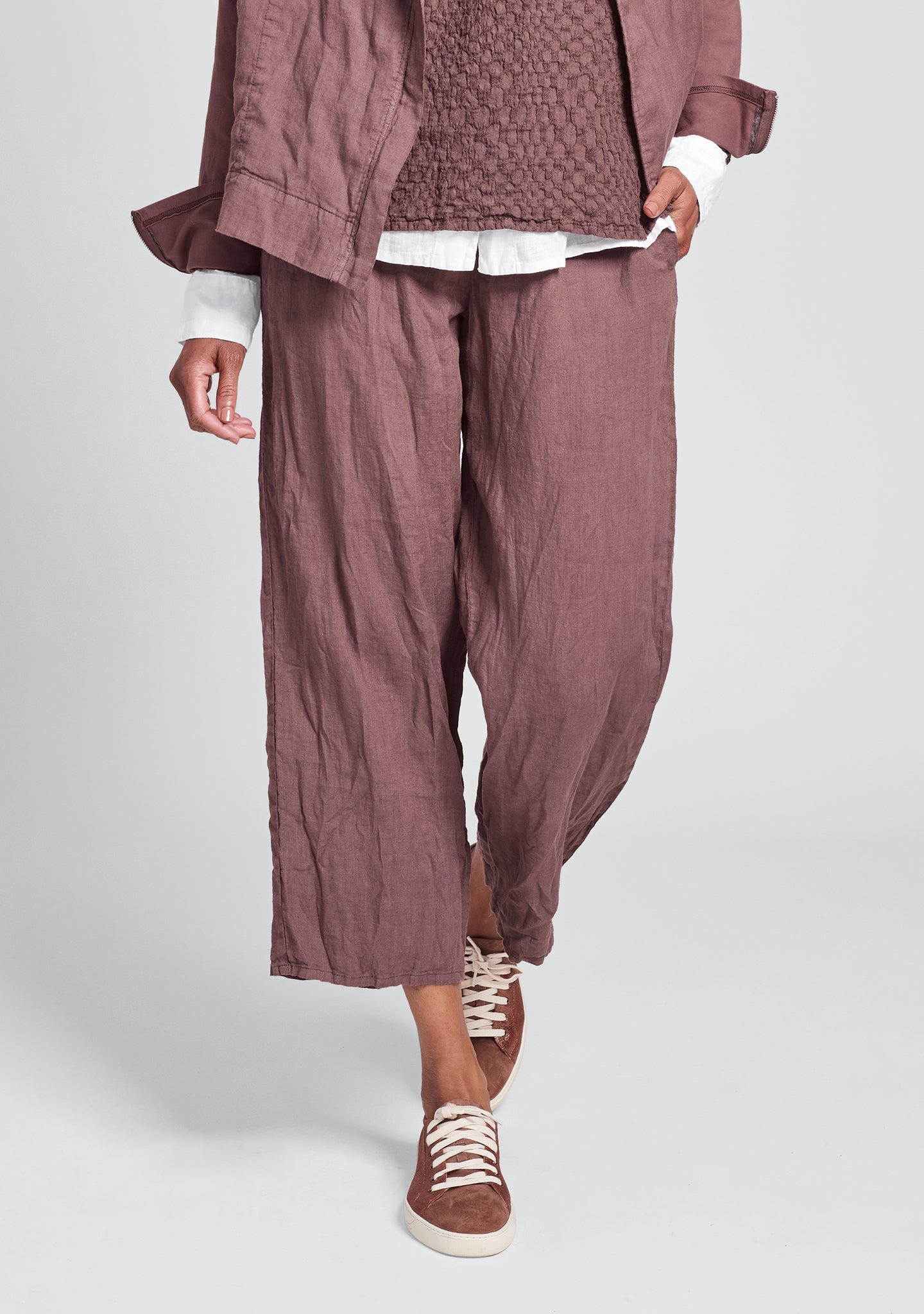 renewed flood linen drawstring pants purple