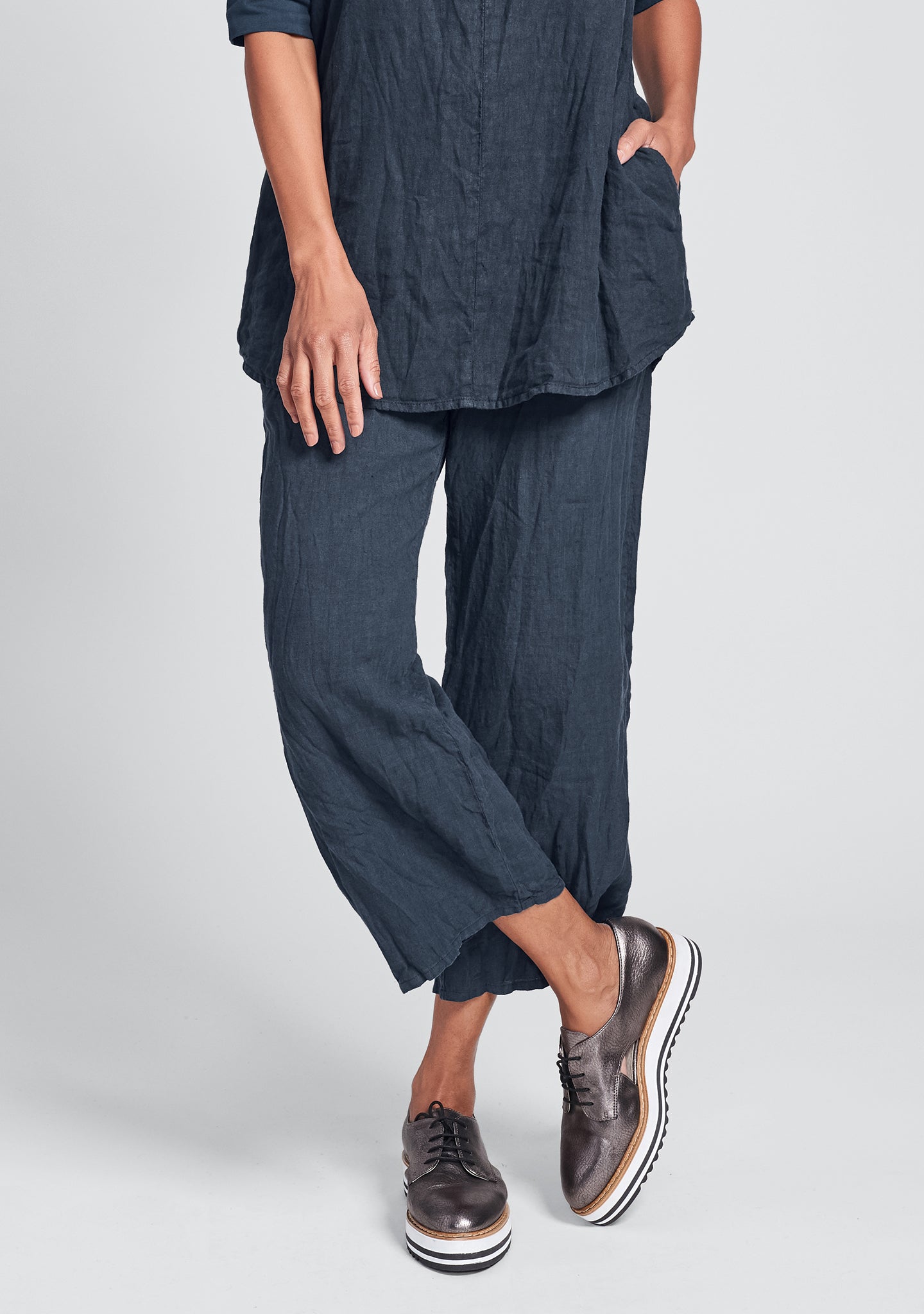 renewed flood linen drawstring pants blue