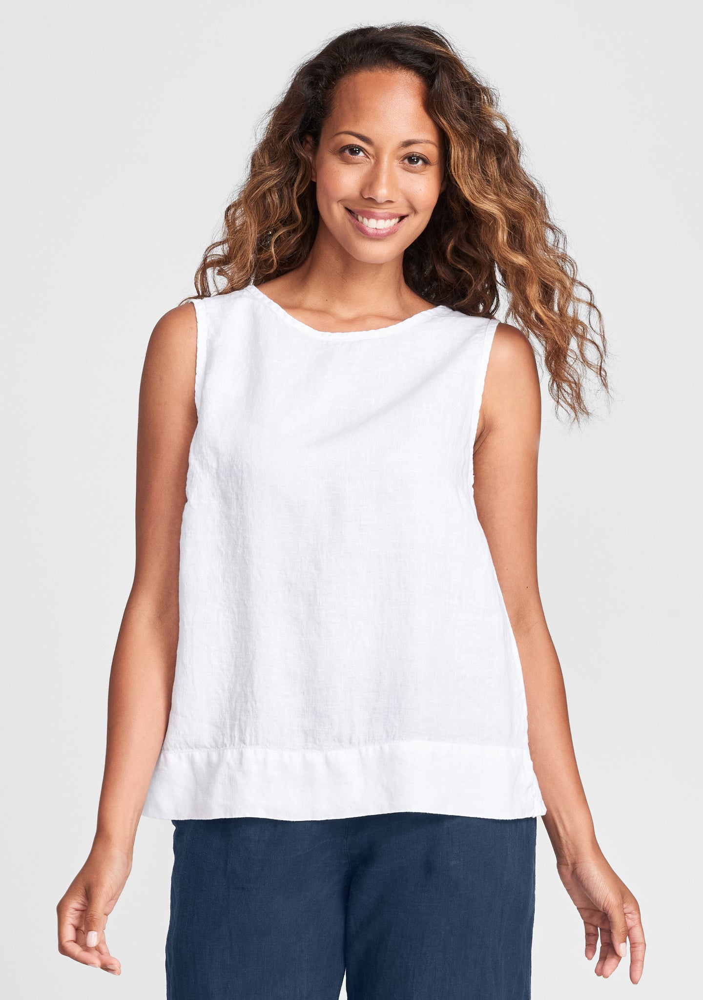 roadie top linen tank top white