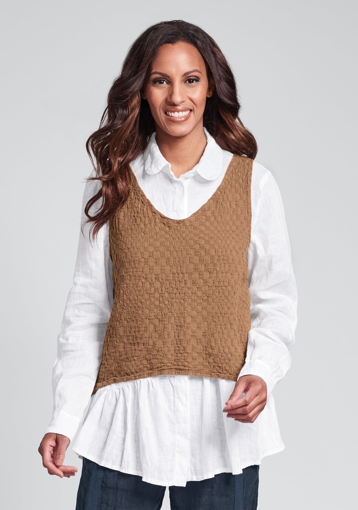 roxbury top linen tank top orange