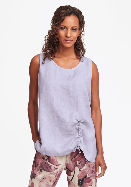 ruched tank linen tank top purple