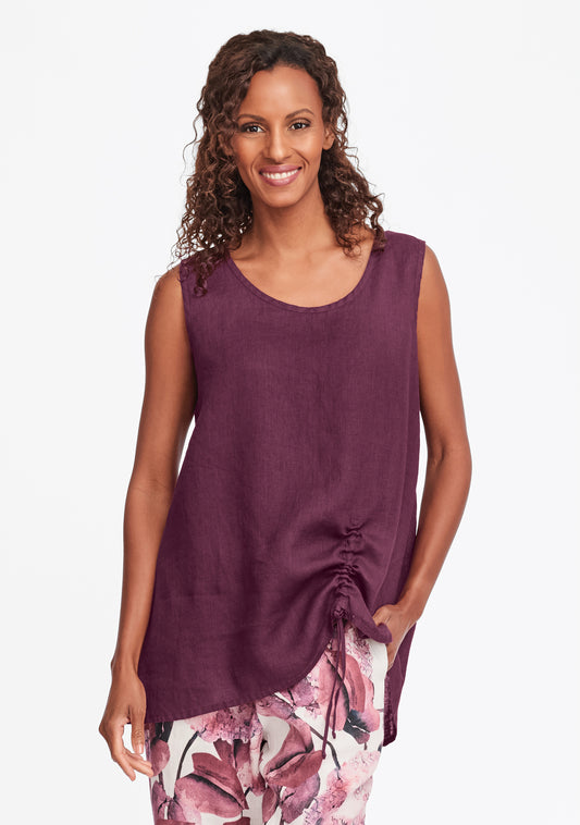 ruched tank linen tank top red