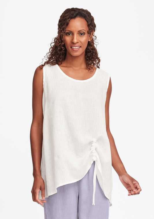 ruched tank linen tank top white