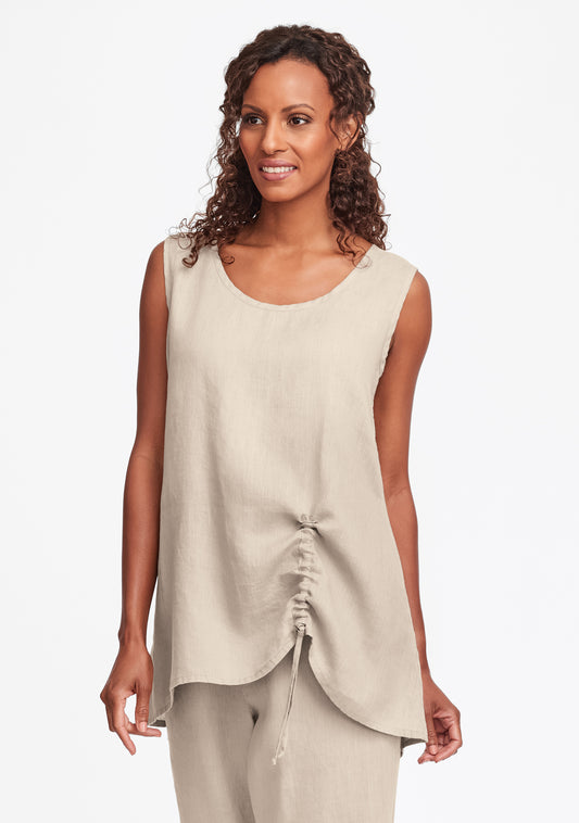 ruched tank linen tank top natural