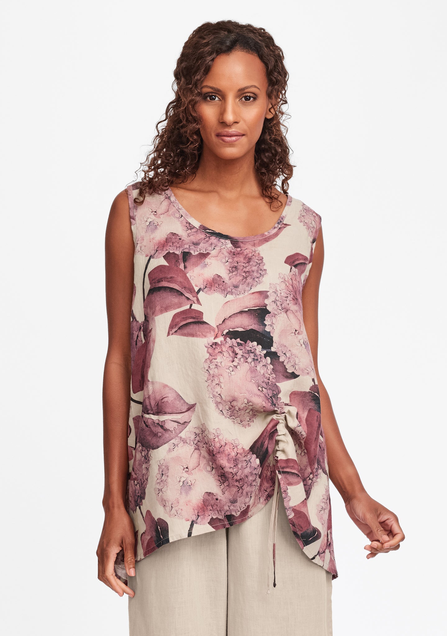 ruched tank linen tank top multi