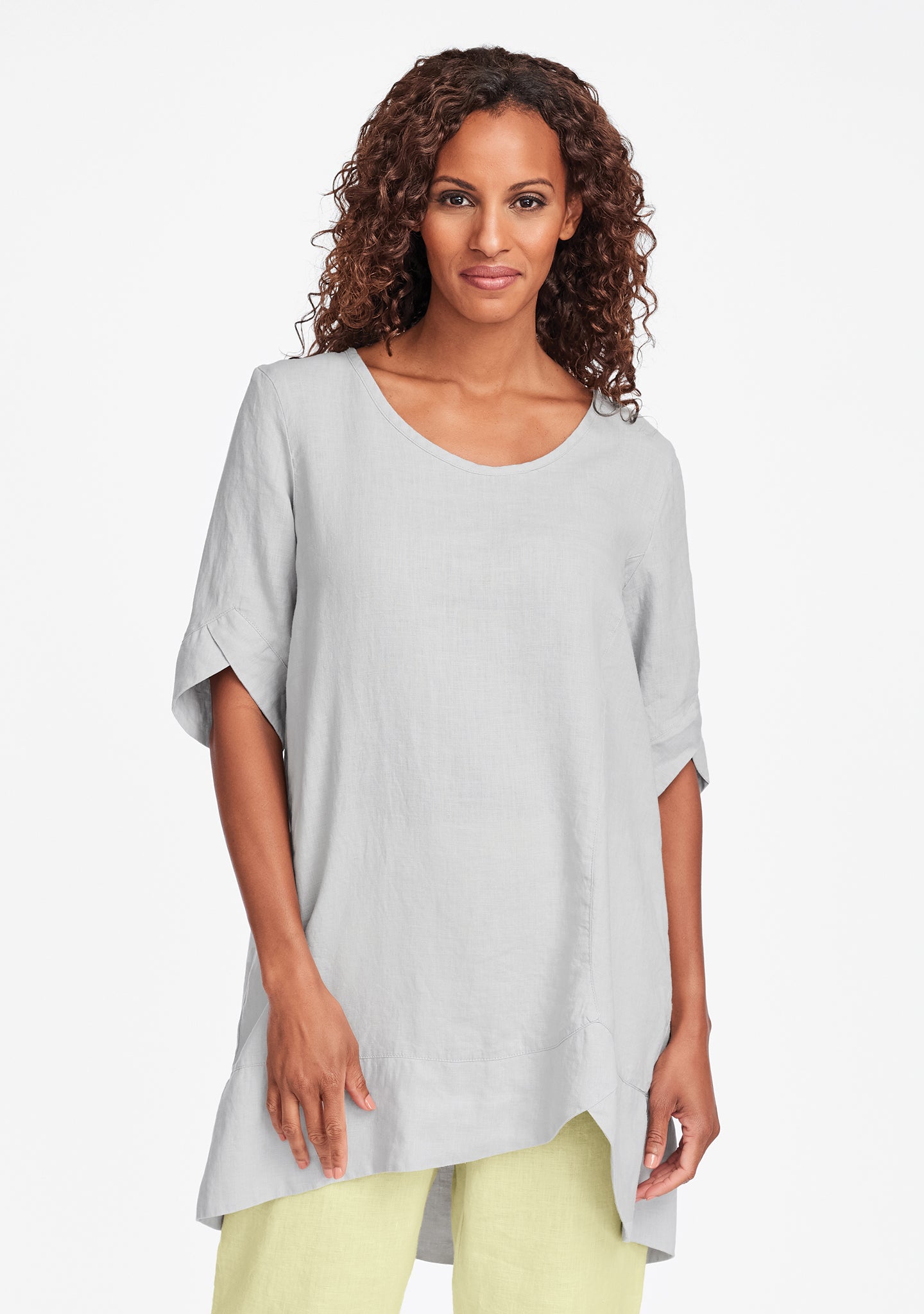 scallop tunic linen shirt grey