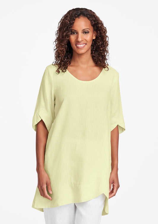 scallop tunic linen shirt yellow
