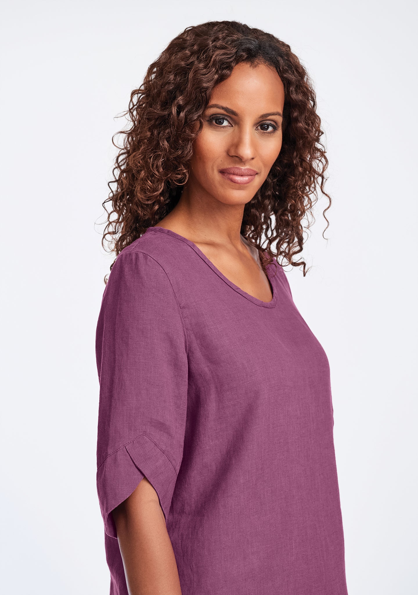 scallop tunic linen shirt details