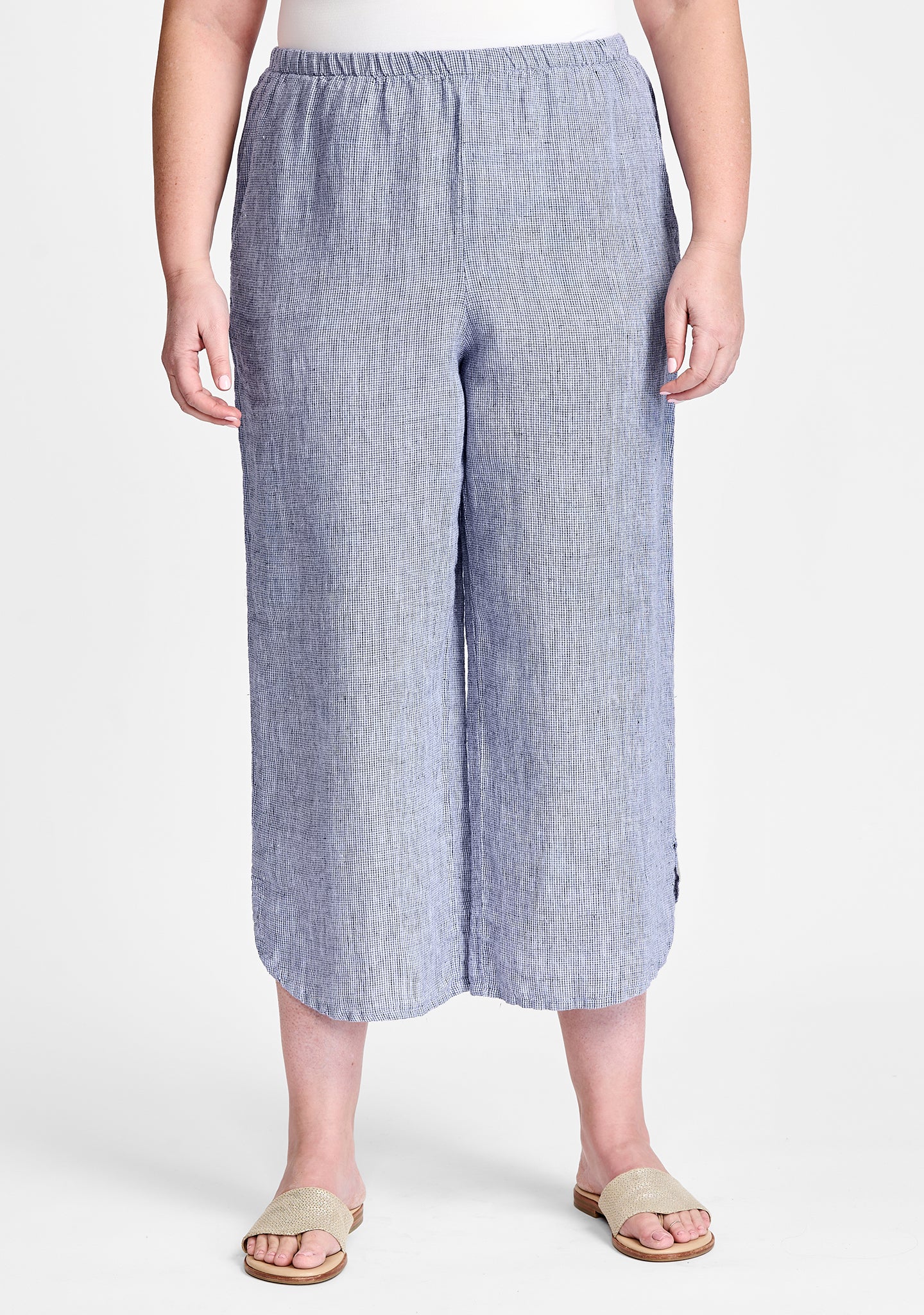 Womens elastic clearance waist linen pants