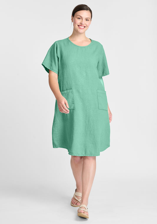shortsleeve dress linen shift dress green