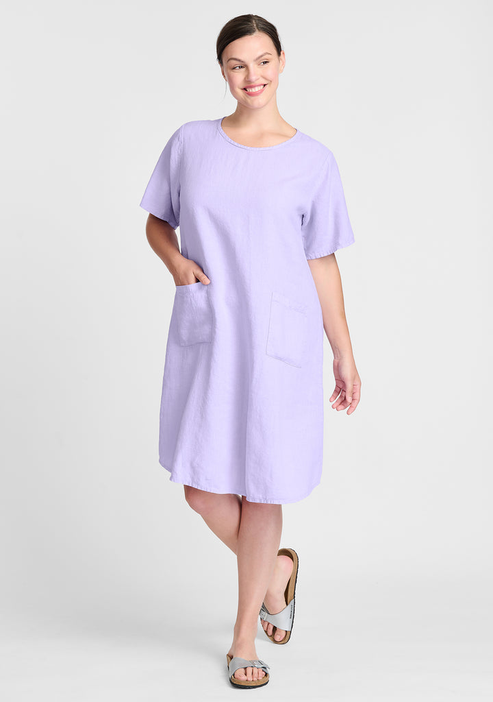 shortsleeve dress linen shift dress purple