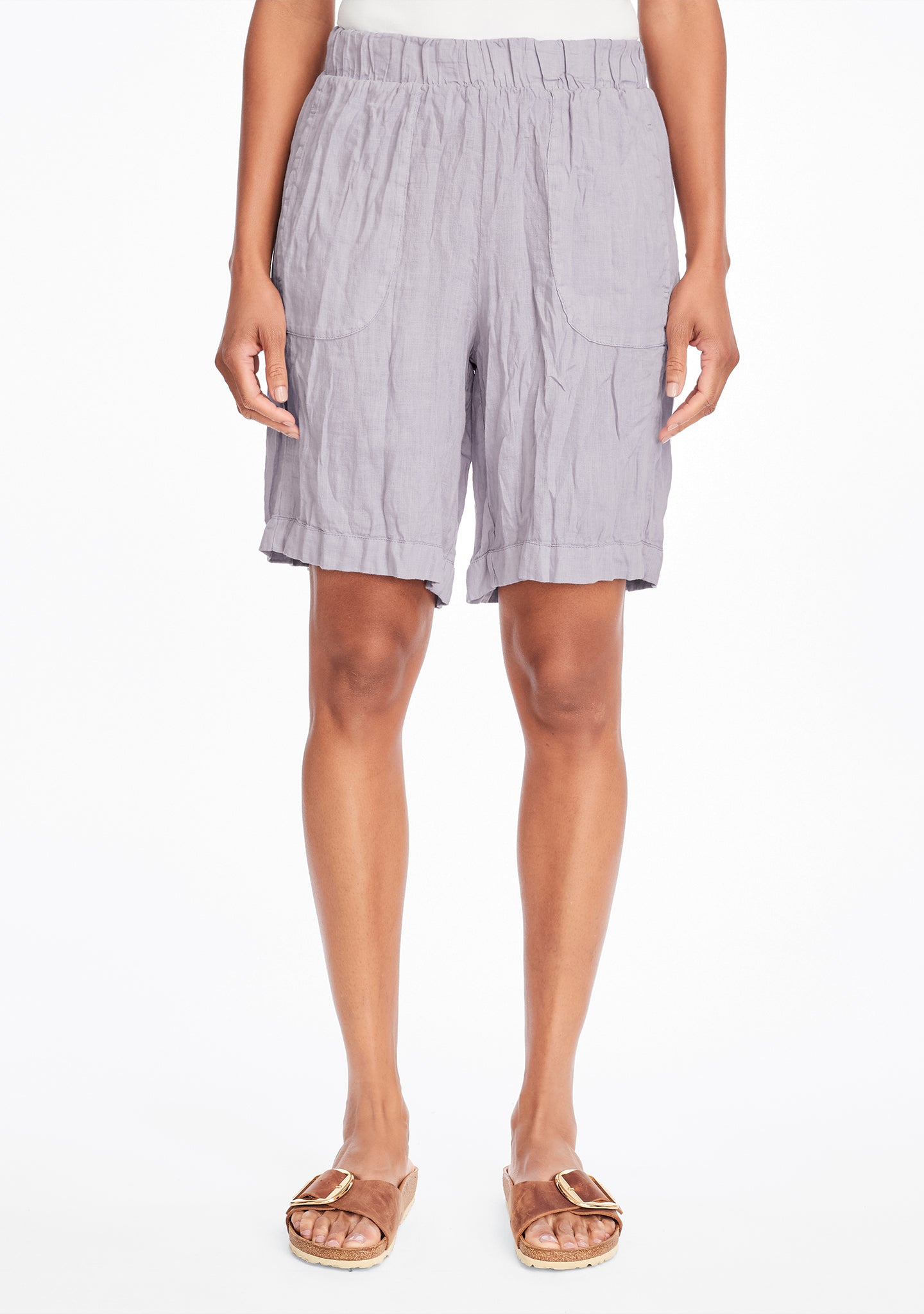 shorty linen shorts purple