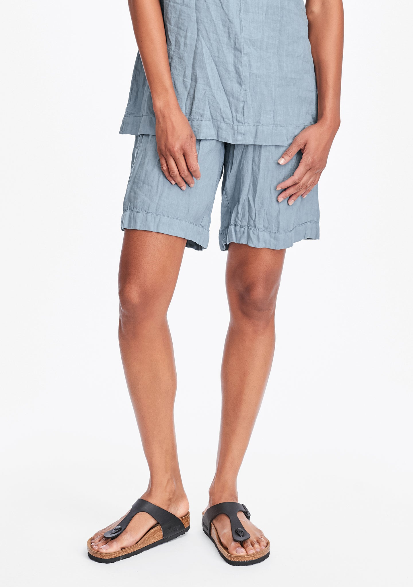 shorty linen shorts blue