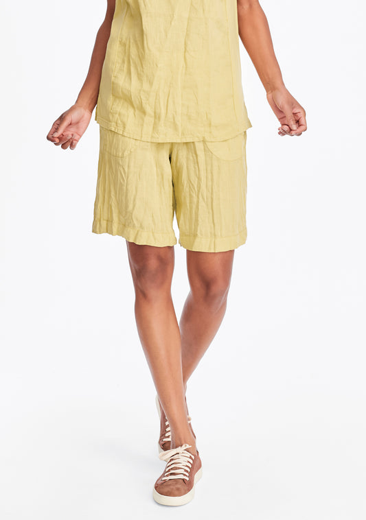 shorty linen shorts yellow