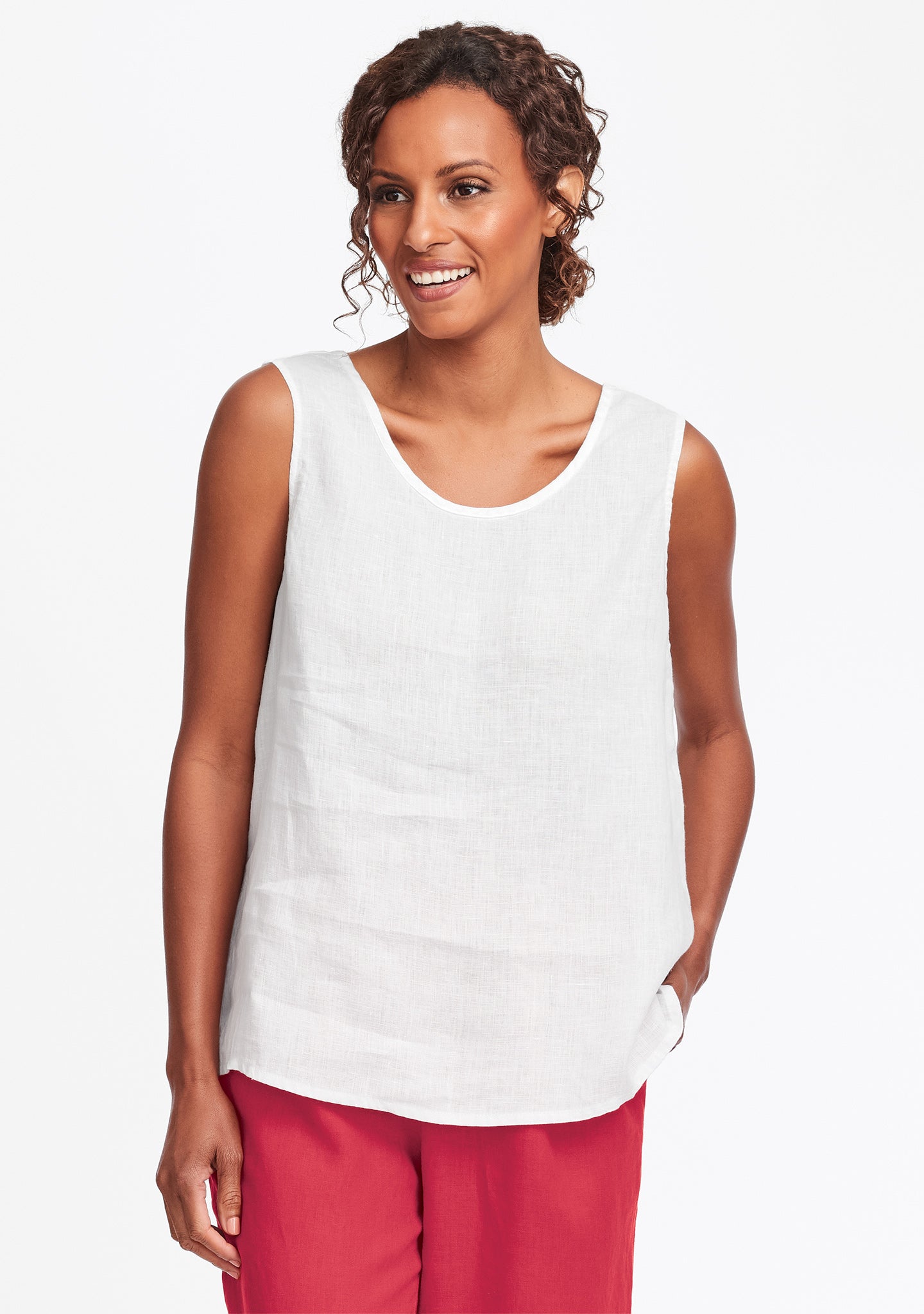 simple cami linen tank top white