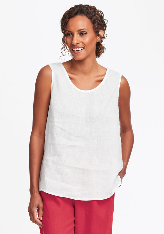 simple cami linen tank top white