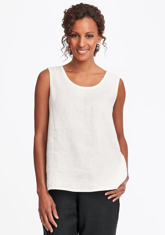 simple cami linen tank top white