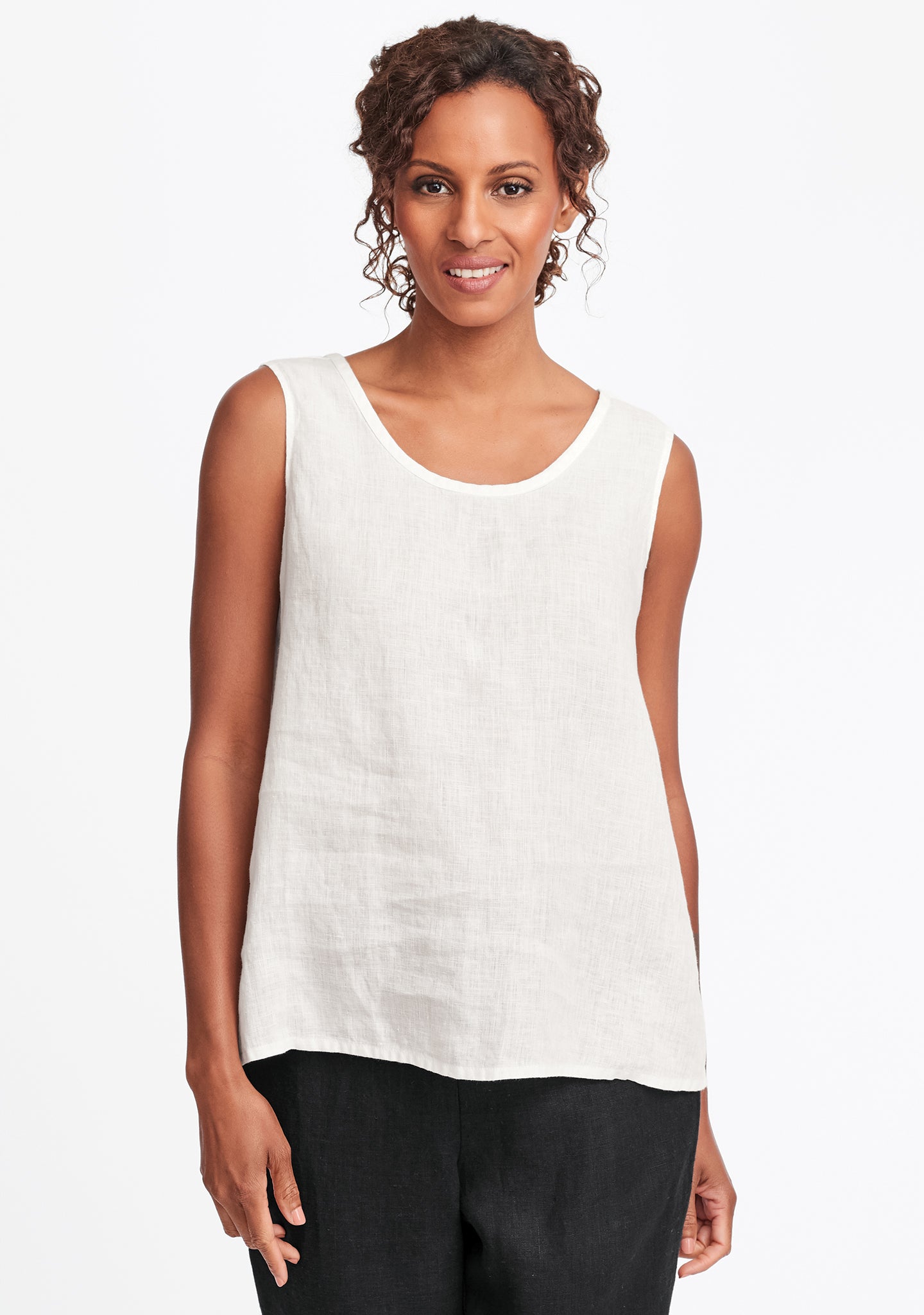 simple cami linen tank top white