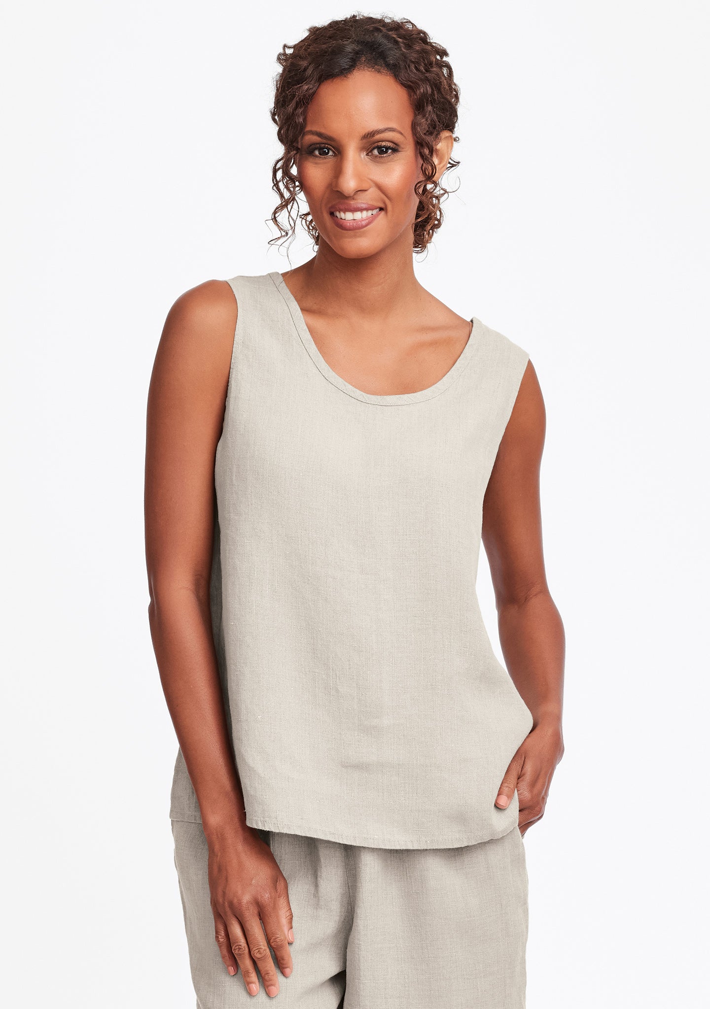 simple cami linen tank top natural