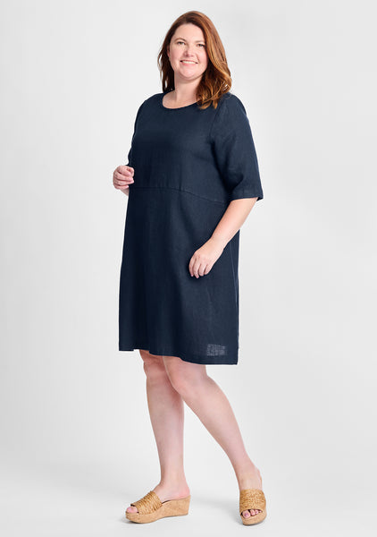 simple dress linen shift dress blue