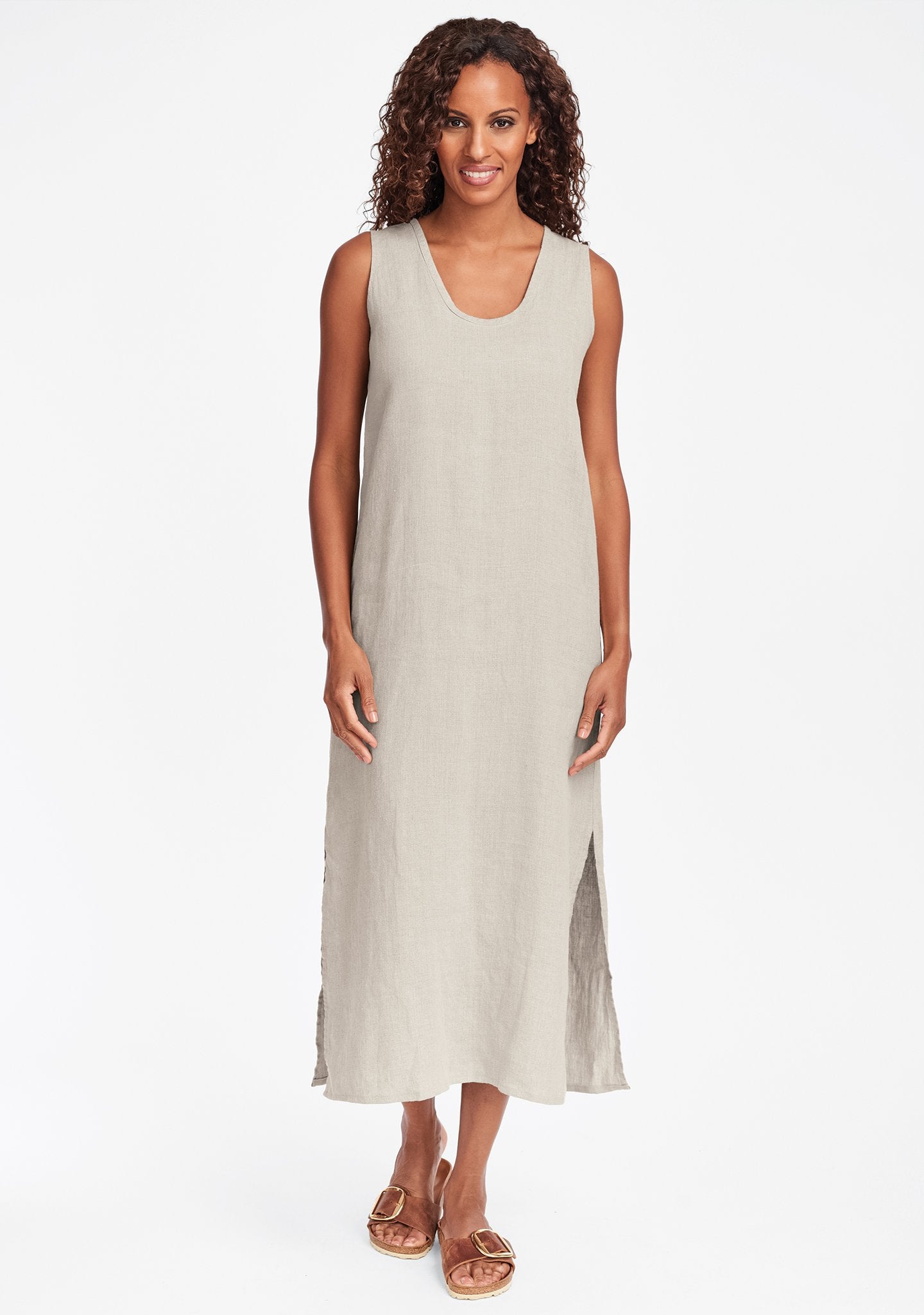 slipster linen maxi dress natural