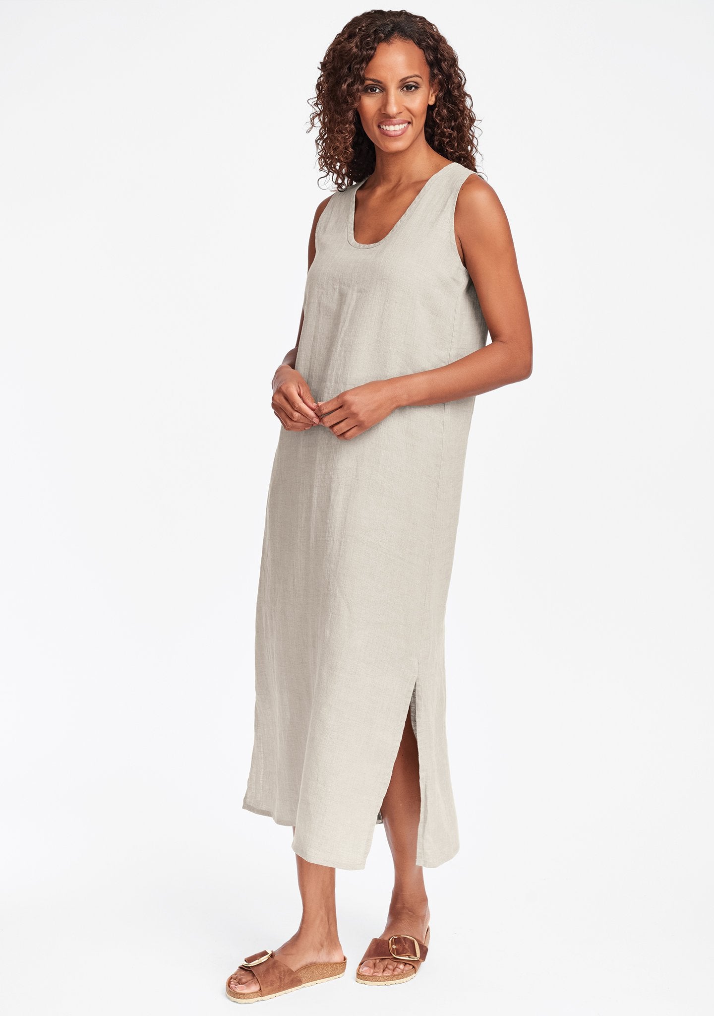 slipster linen maxi dress natural