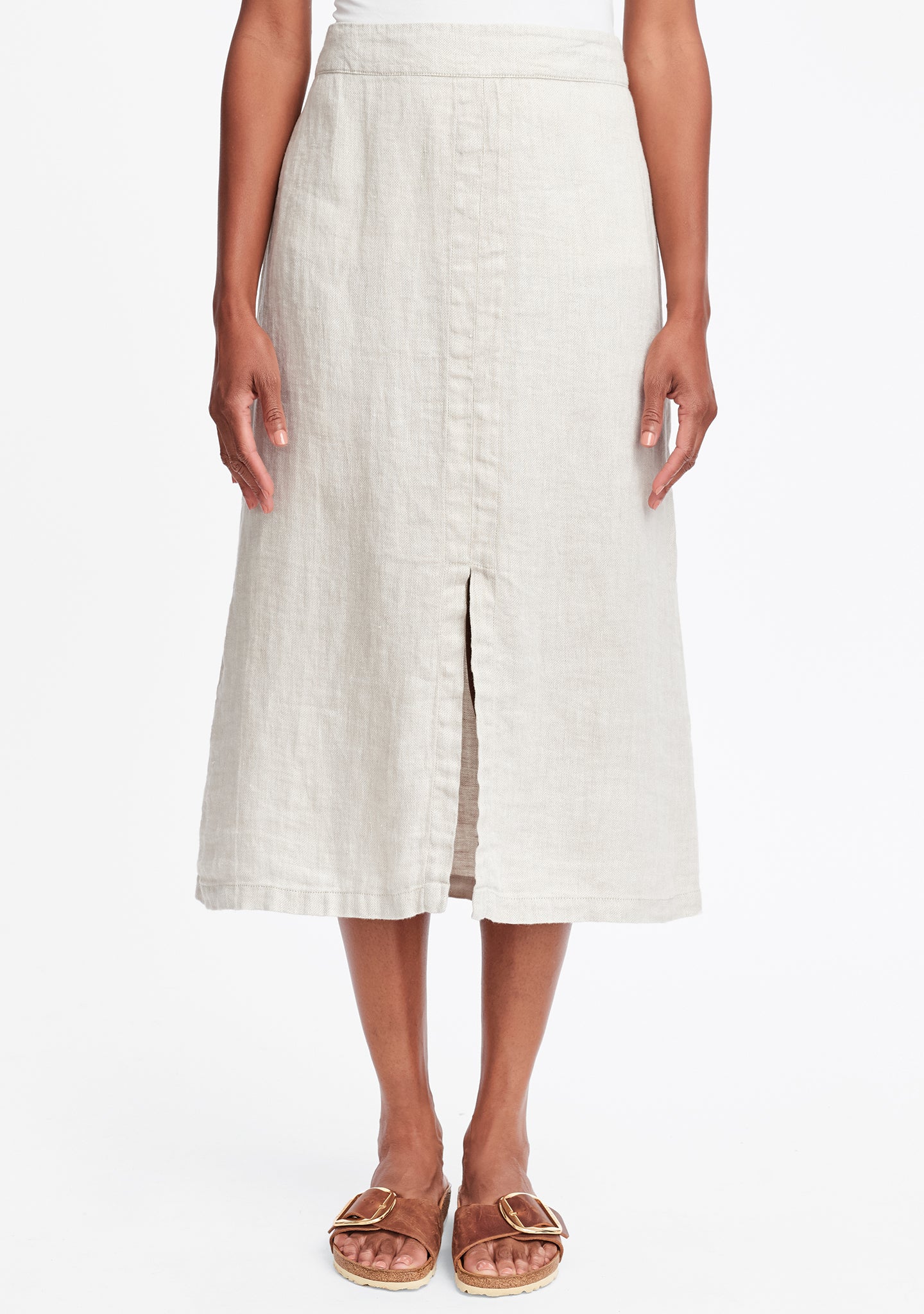 slit skirt linen maxi skirt natural