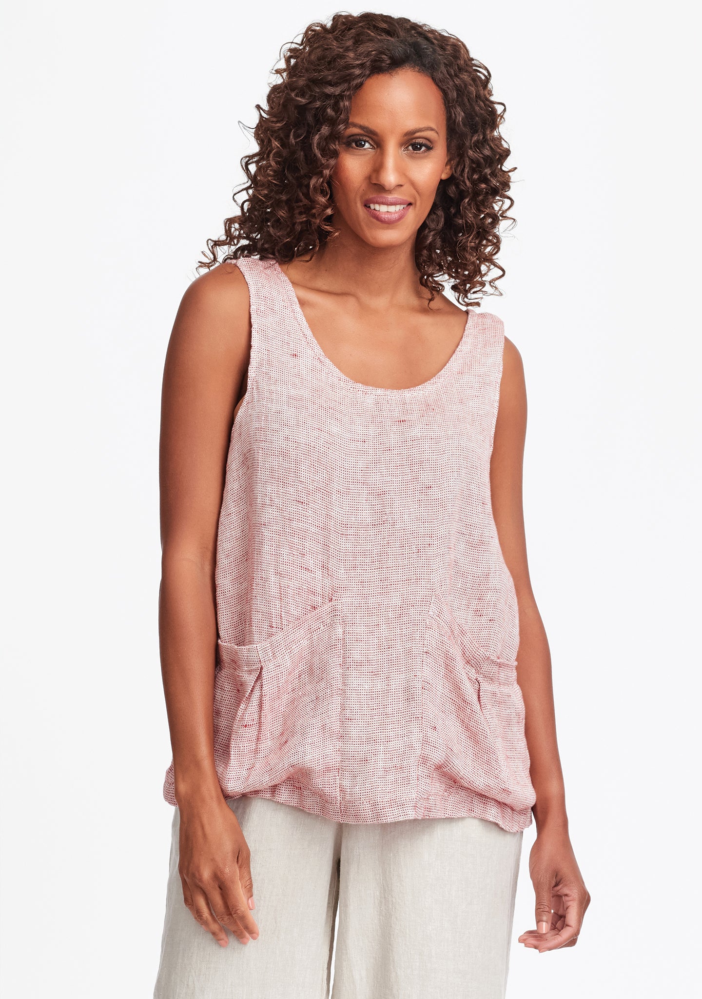 slouch tank linen tank top red