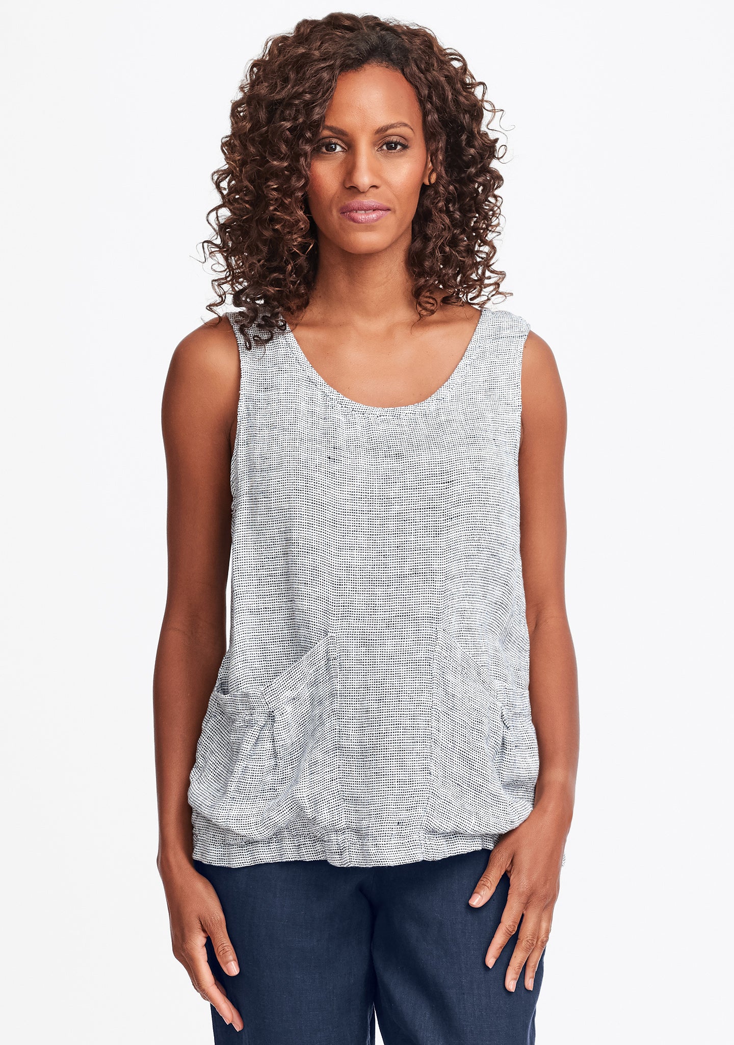 slouch tank linen tank top blue