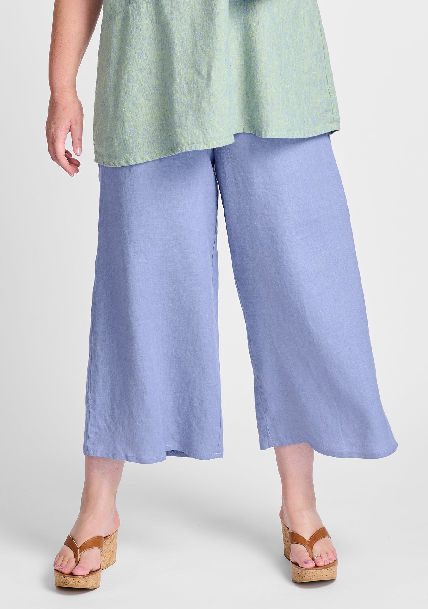 Light Blue Linen Elastic Waist Pants Women, Organic Clothing Wide Leg Pants  Women, Linen Clothing for Women -  Canada