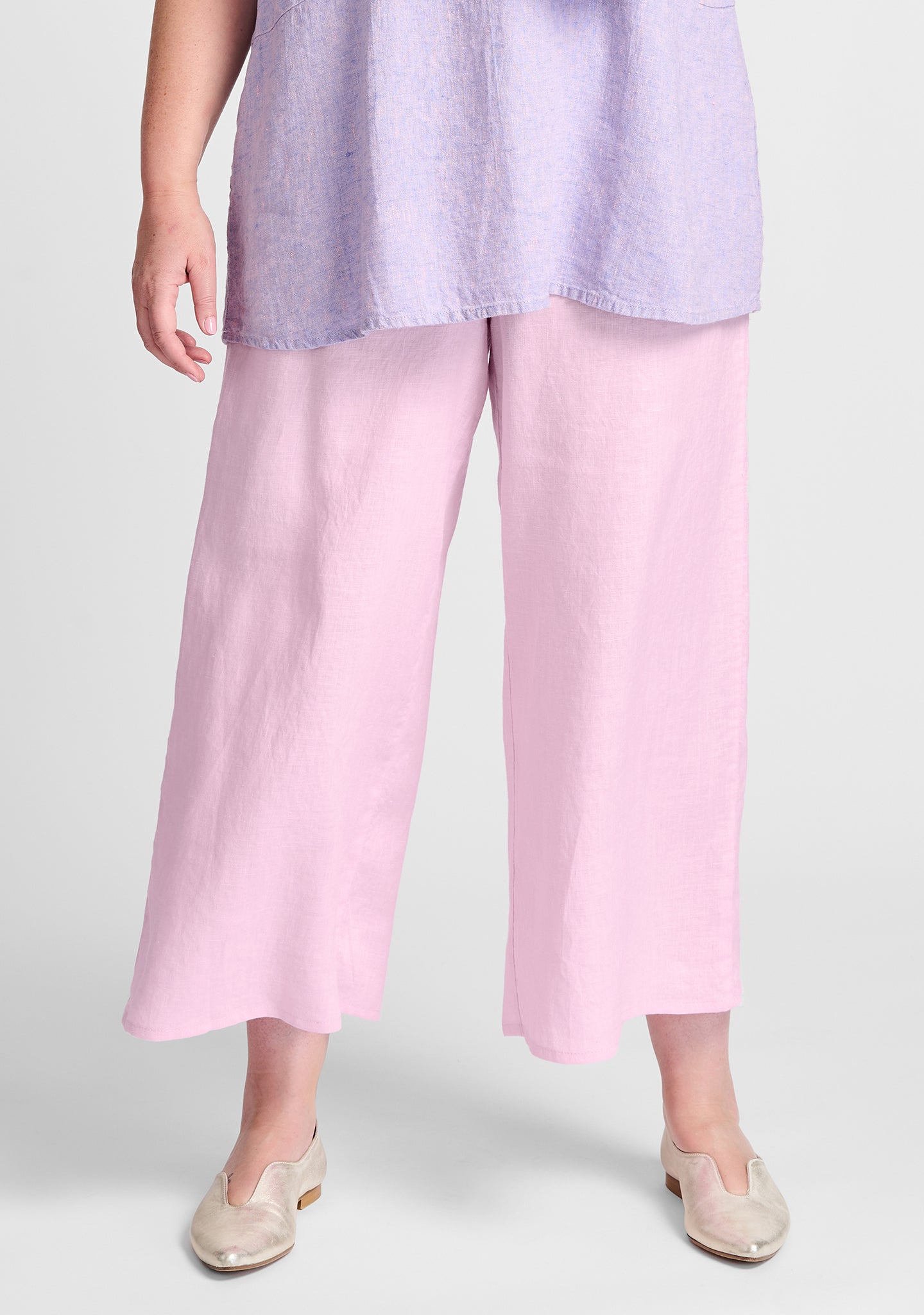 sociable flood wide leg linen pants pink