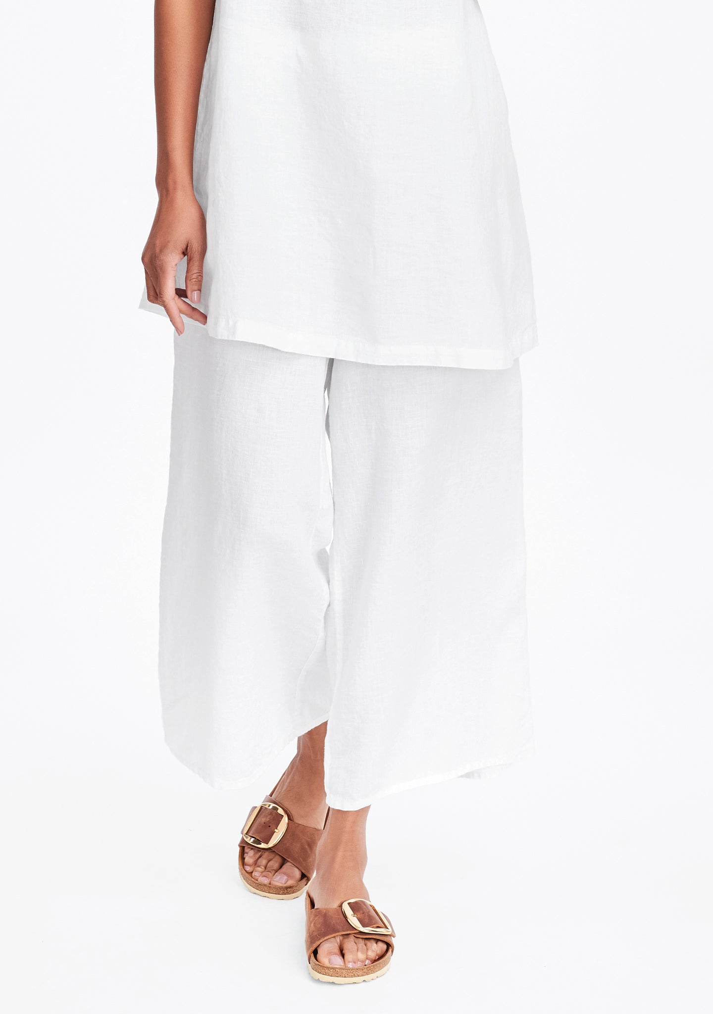 sociable flood wide leg linen pants white