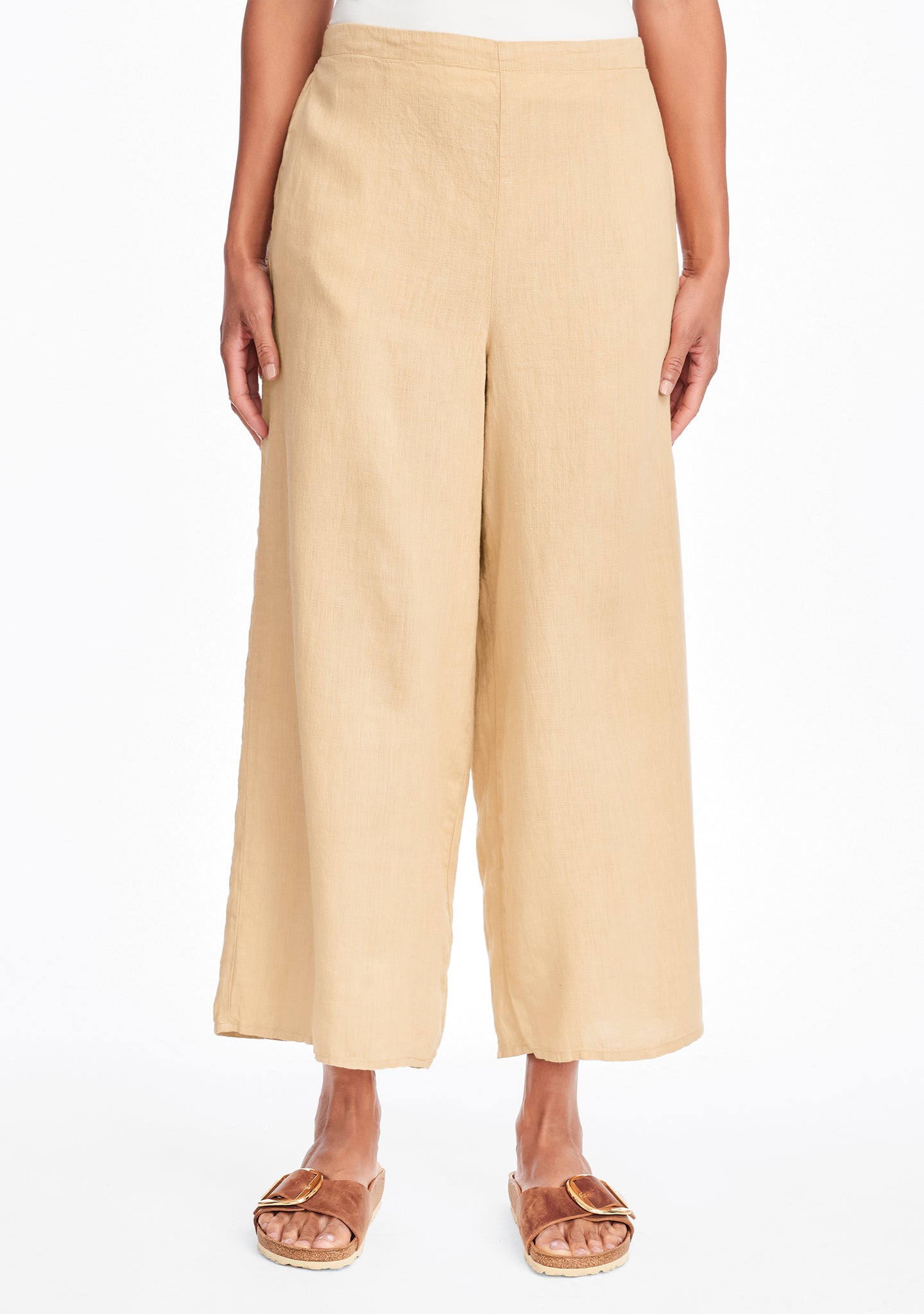 sociable flood wide leg linen pants yellow