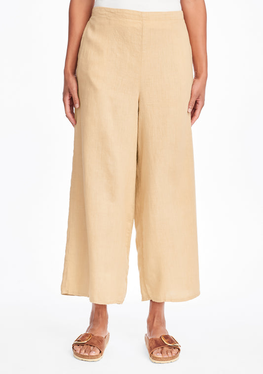 sociable flood wide leg linen pants yellow